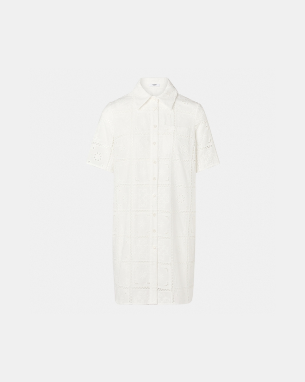 Relina dress Mid-length dress with ecru English embroidery ZAPA