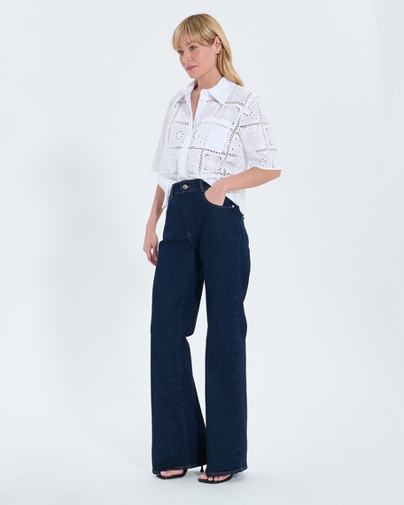 Top celiana ecru english embroidery shirt zapa