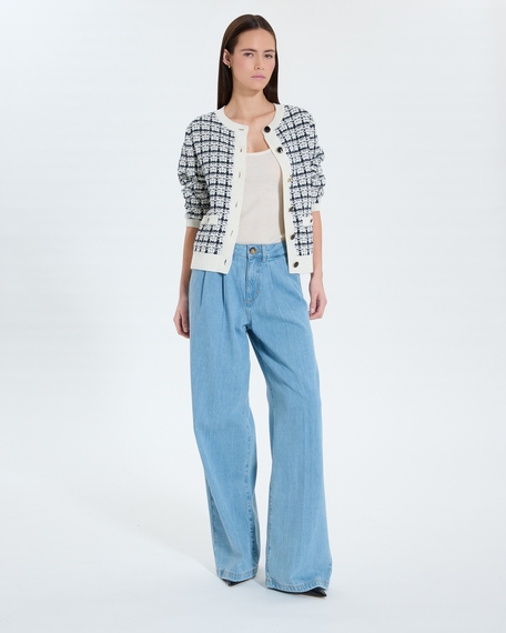 Gates cardigan ecru nocturnal two-tone tweed-style vest zapa
