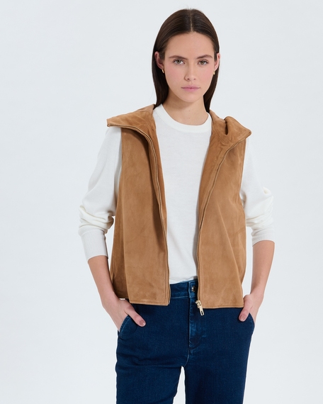 Gelia cardigan beige suede vest zapa