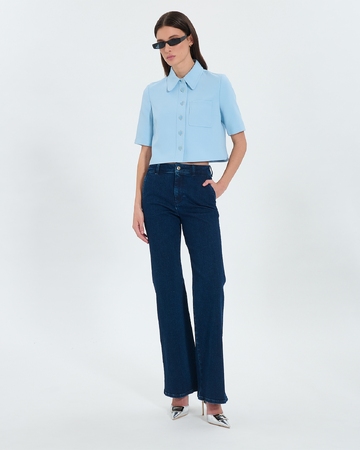Celina shirt Short sky blue crepe shirt ZAPA