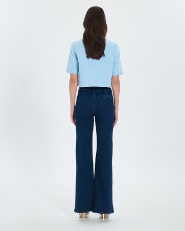 Celina shirt Short sky blue crepe shirt ZAPA