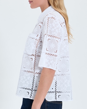 Top Celiana Ecru English embroidery shirt ZAPA