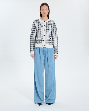 Gates Cardigan Ecru nocturnal two-tone tweed-style vest ZAPA