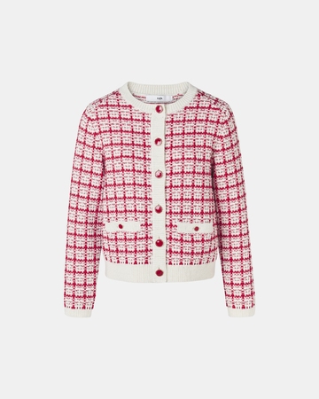 Gates Cardigan Ecru red two-tone tweed-style vest ZAPA