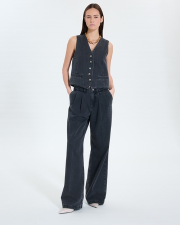 Gianno Cardigans Sleeveless black denim vest ZAPA