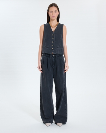Gianno Cardigans Sleeveless black denim vest ZAPA
