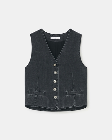 Gianno Cardigans Sleeveless black denim vest ZAPA