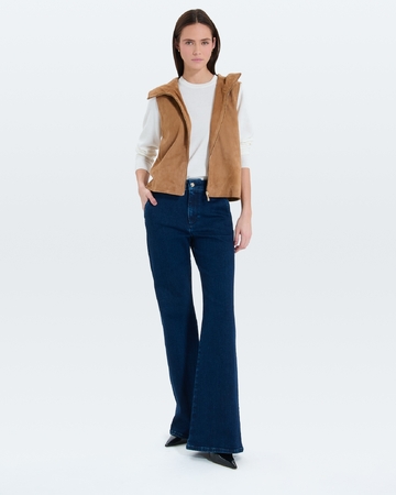 Gelia Cardigan Beige suede vest ZAPA