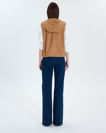 Gelia Cardigan Beige suede vest ZAPA