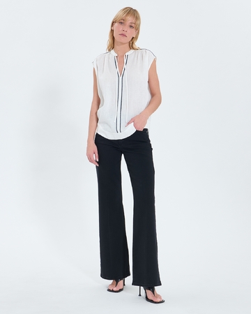 Top Taiwan Flowing top in ecru linen ZAPA