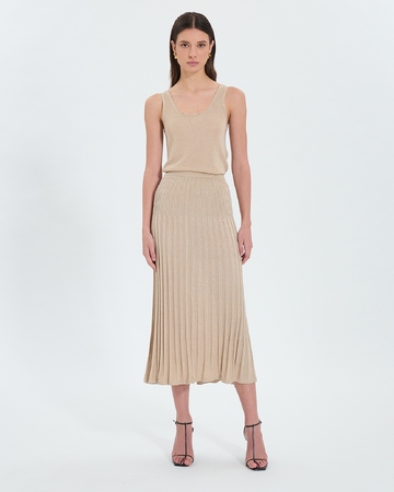 Jordan Knit Skirt A-line skirt in champagne sequined knit ZAPA