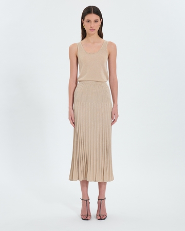 Jordan Knit Skirt A-line skirt in champagne sequined knit ZAPA