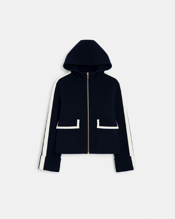 Marja coat Nocturnal two-tone wool coat with leather outline ZAPA