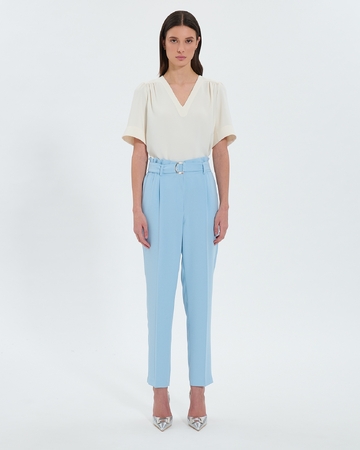 Patricia pants Blue crepe cigarette pants ZAPA