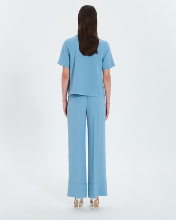 Poésie Pants Hydrangea blue flowing pants ZAPA
