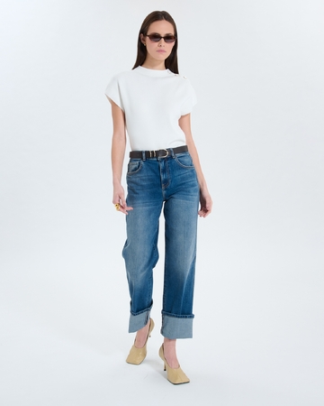 Nigella sweater Ecru short-sleeved sweater ZAPA