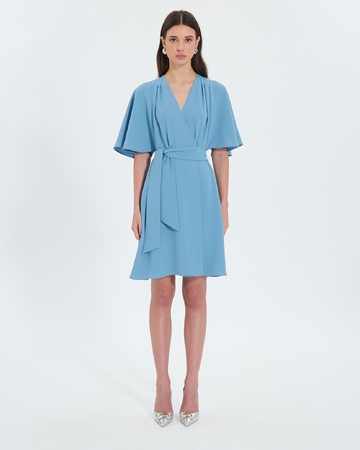 Russel dress Blue crepe wrap dress ZAPA