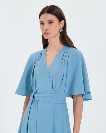 Russel dress Blue crepe wrap dress ZAPA