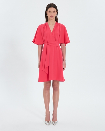 Russel dress Coral crepe wrap dress ZAPA