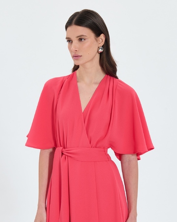 Russel dress Coral crepe wrap dress ZAPA