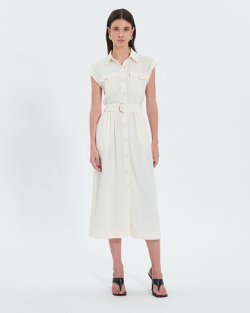 Ryad dress Ecru midi safari dress ZAPA