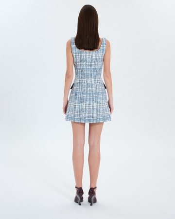 Rea dress Short blue tweed dress ZAPA