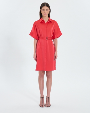 Romille dress Coral satin shirt dress ZAPA