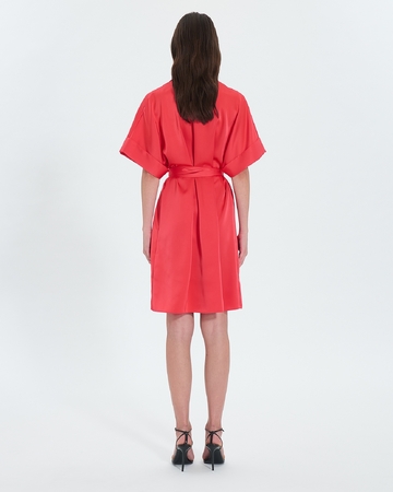 Romille dress Coral satin shirt dress ZAPA