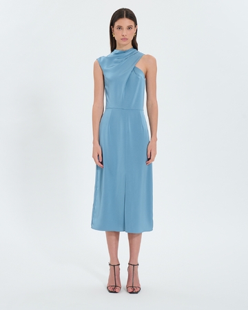 Ryvana dress Blue satin asymmetrical dress ZAPA