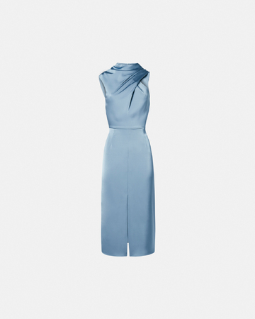 Ryvana dress Blue satin asymmetrical dress ZAPA