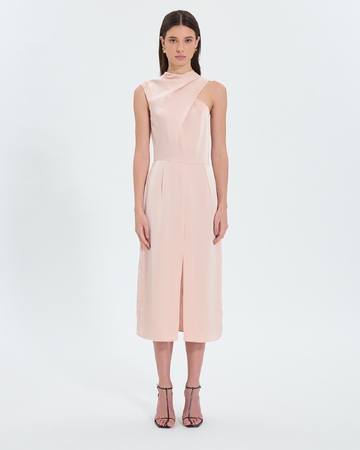 Ryvana dress Nude satin asymmetrical dress ZAPA