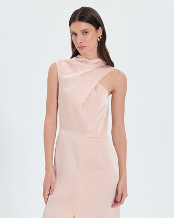 Ryvana dress Nude satin asymmetrical dress ZAPA