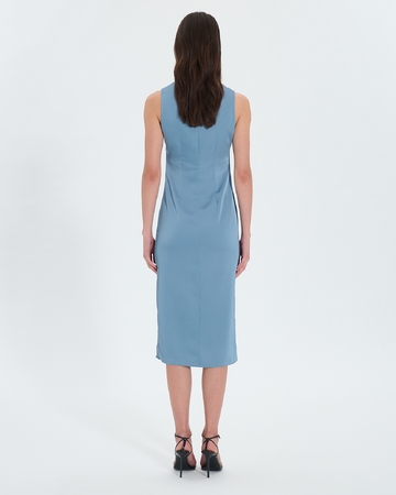 Roel dress Hydrangea blue satin midi dress ZAPA