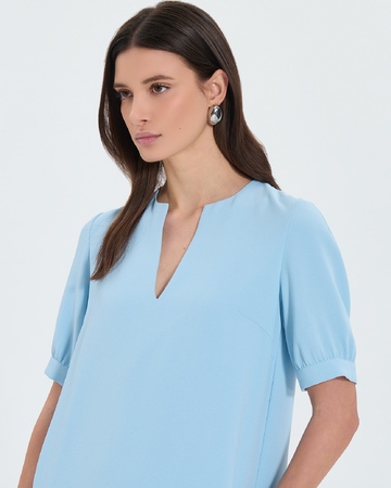 Rhealane dress Sky blue crepe straight dress ZAPA