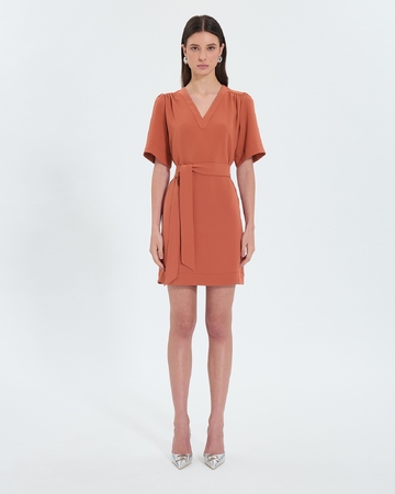 Retie dress Brick crepe straight dress ZAPA