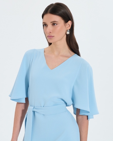 Rubilinda dress Short sky blue crepe dress ZAPA