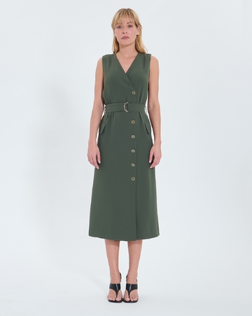 Rumi dress Long khaki crepe dress ZAPA