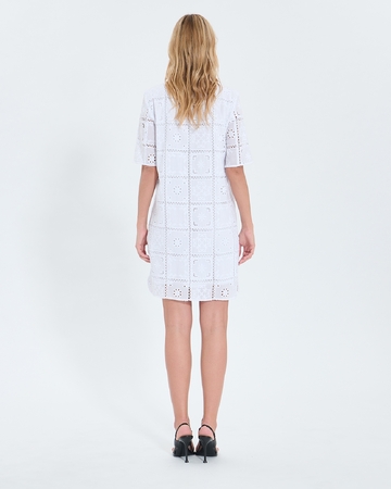 Relina dress Mid-length dress with ecru English embroidery ZAPA