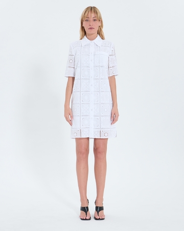 Relina dress Mid-length dress with ecru English embroidery ZAPA