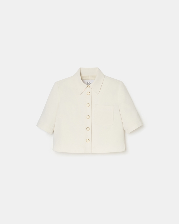 Celina shirt Short ecru crepe shirt ZAPA