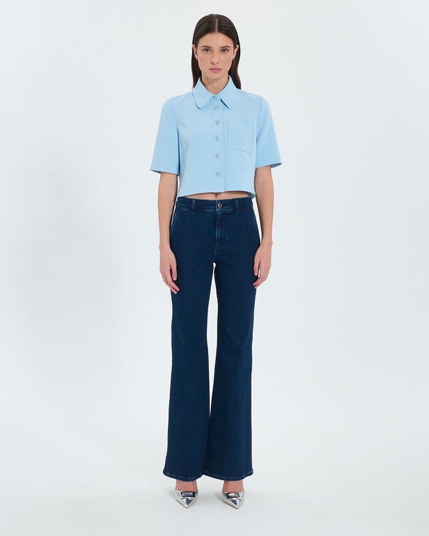 Celina shirt Short sky blue crepe shirt ZAPA