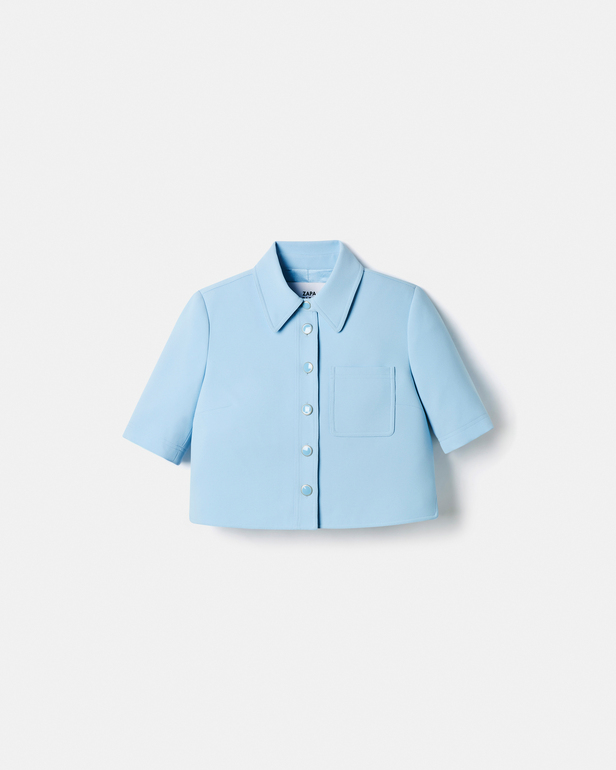 Celina shirt Short sky blue crepe shirt ZAPA