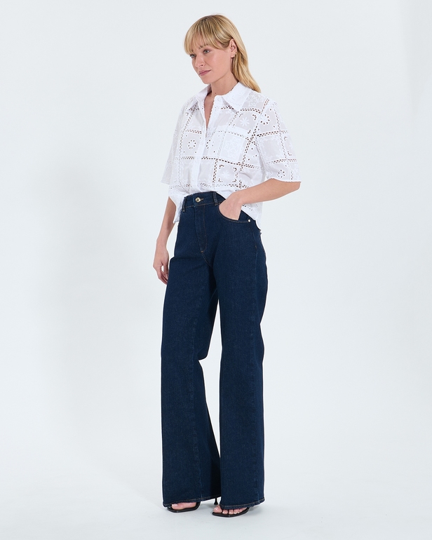 Top Celiana Ecru English embroidery shirt ZAPA