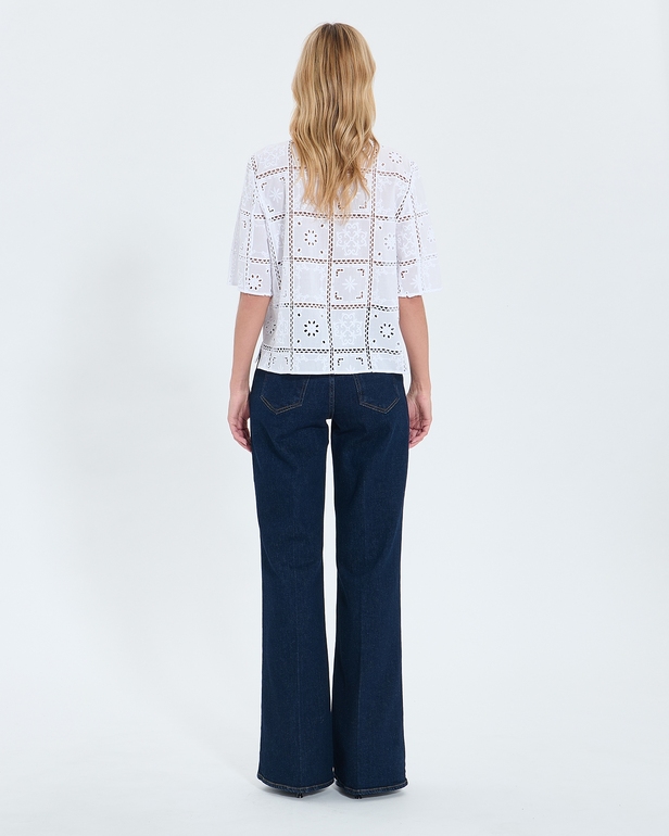 Top Celiana Ecru English embroidery shirt ZAPA