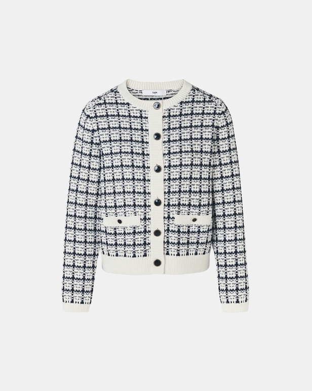Gates Cardigan Ecru nocturnal two-tone tweed-style vest ZAPA