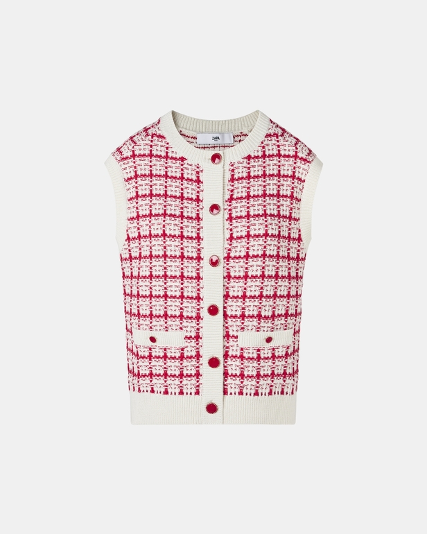 Gareth sweater Two-tone tweed-style sleeveless vest ZAPA