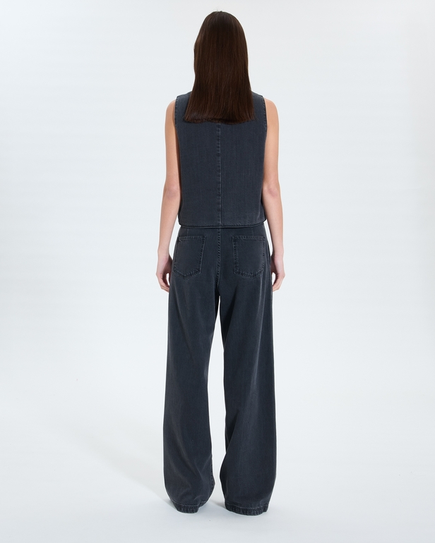 Gianno Cardigans Sleeveless black denim vest ZAPA