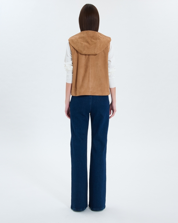Gelia Cardigan Beige suede vest ZAPA