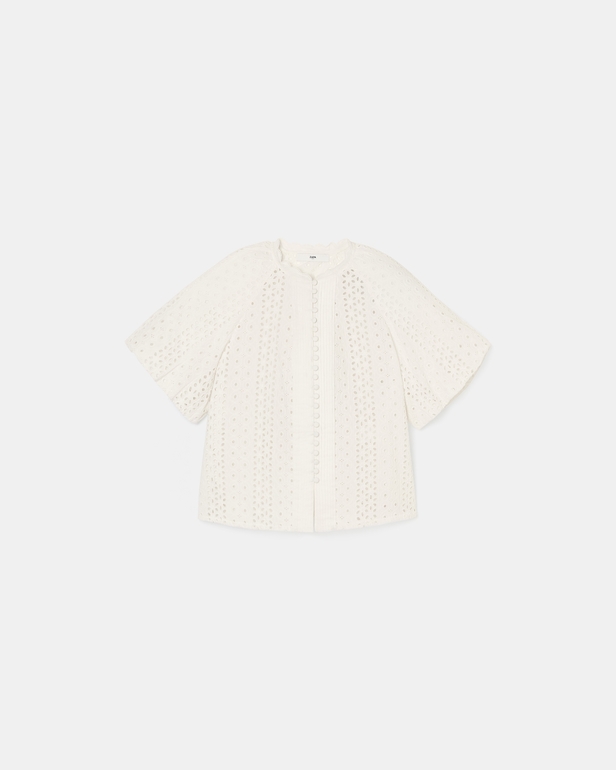 Bamako shirt Ecru English embroidery blouse ZAPA